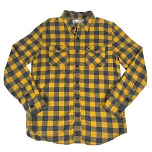 American Eagle Outfitters Sz Large Yellow Plaid Check Button Up Longsleeve Shirt